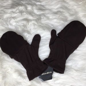 Eddie Bauer Fleece Convertible Gloves Brown L/XL
